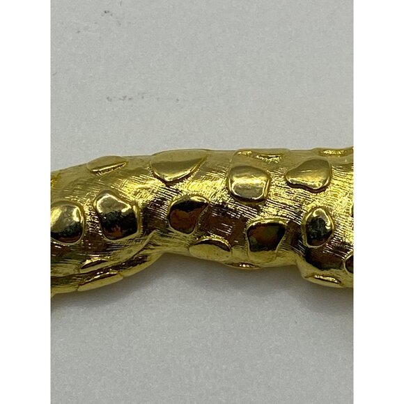 Vintage Trifari Gold-Tone Leopard Brooch Pin With Green Rhinestone Eye J0249 - Picture 4 of 13